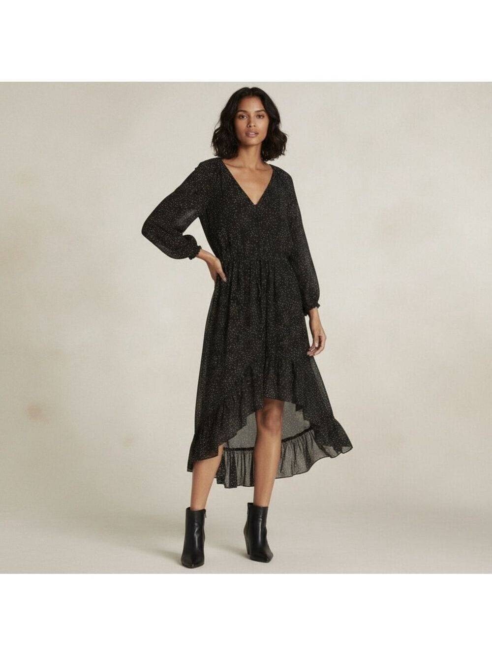 Joie Alithea Asymmetrical Hem Hearts print Midi Dress Fairy Grunge Sz L